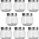 BEWAVE Glass Mason Jars, 8.5 oz Clear Glass Jars with Lids for Sealing, Regular Mouth Canning Jars for Food Storage, Snacks, Candies, DIY Projects, 8 Pack