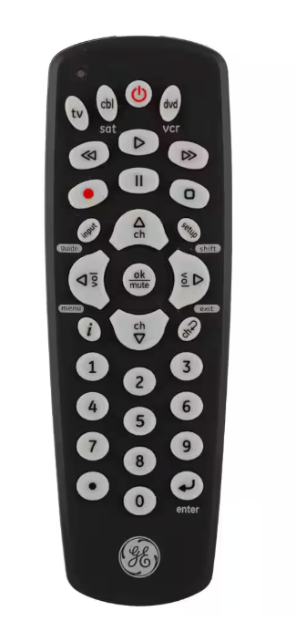 GE Universal Remote Control for Samsung, Vizio, Lg, Sony, Sharp, Roku, Apple TV, RCA, Panasonic, Smart TVs, Streaming Players, Blu-Ray, DVD, Simple Setup, 3-Device, Black, 24991