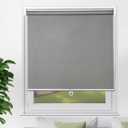 Cordless Roller Shades Pull Down Window Blinds Room Darkening Rolled Up Shades with Push-Pull Rod for Home and Office Bedroom Bathroom Living Room (46"W x 72"H, Grey)