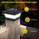 T-SUN Solar Post Lights, Waterproof Outdoor Solar Post Cap Lights for 4X4 Wooden Posts, 6000K Cool White LED Lighting, Deck, Patio Garden Decor or Fence(2 Pack)