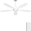 Ohniyou Ceiling Fans with Lights - 52 Inch White Modern Ceiling Fan with Remote, 3CCT, Quiet Reversible DC Motor for Indoor Outdoor Bedroom Living Room Patio