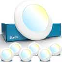 Sunco 6 Pack 4 Inch LED Disk Lights, Flush Mount Disc Recessed Ceiling Can Lighting, 650 LM, Selectable CCT 2700K/3000K/4000K/5000K/6000K, Dimmable, 10W=50W, Wet Rated ETL