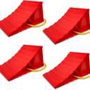 2 Pair Wheel Chocks for Travel Trailers, Non Slip Heavy Duty Red Wheel Chock with Rope, Lightweight Wheel Stoppers for Cars Campers Trucks RVs, Easy to Carry & Suitable for Most Tyre Sizes
