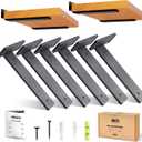 Orbeto 6 Pack Heavy Duty Shelf Brackets (12") Black Metal (6mm Thick), Supports Over 160 Lbs, Powder Coated, Mounting Hardware, Easy Installation