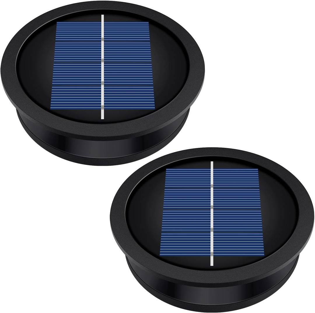 2 Pack Replacement Solar Light Parts(Top Size 3.2 inches, Bottom Size 2.9 inches),7 Lumens Warm White LED Waterproof Solar Light Replacement Top Kit for Outdoor DIY Hanging Lanterns
