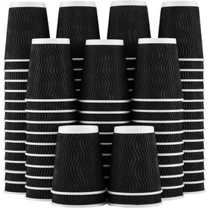 Lamosi Disposable Coffee Cups 8 oz 100 Pack, Paper Coffee Cups 8 oz for Hot Drinks or Cold Beverages, Insulated Corrugated Ripple Wall Cup for Office, Cafe, Home or Travel (Black) Lamosi Disposable Coffee Cups 8 oz 100 Pack, Paper Coffee Cups 8 oz for Hot Drinks or Cold Beverages, Insulated Corrugated Ripple Wall Cup for Office, Cafe, Home or Travel (Black)