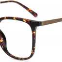 Firmoo Oversized Blue Light Blocking Glasses for Women/Men, Large Square Frame Computer Glasses for Screens (Tortoise)