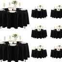 Fitable 8 Pack Round Tablecloths: Stain Resistant Wrinkle Free Circle Table Clothes, Washable Reusable Polyester Table Covers for Wedding Party Birthday Banquet Reception(Black, 84 Inch)