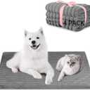 NWK Pack of 4 Fluffy Self Warming Cat Mat, Cat Blanket, Thermal Dog Mat, Washable, Non-Slip Bottom for Sofa & Crate & Kennel & Car Seat (Misty Gray, X-Large (43.5'' X 27.5'' X 0.7''))