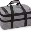 VP Home Large Casserole Carrier - Double Compartment Insulated Bag for Hot or Cold Food - Cupcake Carrier - Insulated Tote Bag with Lid for Travel Parties or Food Transport Containers - Heather Gray