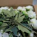 Geosar 8 Bundles Artificial Peonies Flowers Fake Silk Peony Bouquet Faux Peonies Flowers Bulk for Decoration Vase Floral Arrangements Wedding Party Table (White,Green)