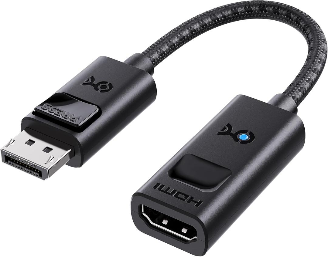 Cable Matters 8K DisplayPort 1.4 to HDMI 2.1 Adapter with 4K 240Hz / 8K 60Hz, Unidirectional DisplayPort to HDMI 2.1 Cable Adapter, Supports RTX5080, RX9070, Not Work with PS5/Xbox, No VRR Support