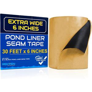 Pond Liner Seam Tape - 30 Feet x 6 Inch - Double Sided Butyl Tape - Bond Seal or Repair EPDM PVC HDPE LDPE RPE LLDPE - Perfect for Small or Large Fish and Koi Ponds Waterfalls and Water Features