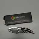 Hicoup Opener - Professional Corkscrews for Bottles w/Foil Cutter and Cap Remover - Manual Key for Servers, Waiters, Bartenders and Home Use - Stainless Steel With Sandalwood