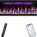 60" Smart Electric Fireplace Inserts,Slim Fireplace with APP Control & Remote Control& Touch Panel,13 Adjustable Flame Color&13 Fuel Bed Colors,750W/1500W,Black