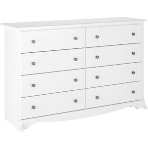 Prepac Sonoma 8 Drawer Double Dresser for Bedroom, Wide Chest of Drawers, Bedroom Furniture, Clothes Storage and Organizer, 17.25" D x 59" W x 37" H, White