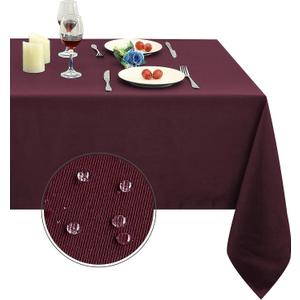 Obstal 210GSM Rectangle Table Cloth - Heavy Duty Water Resistance Microfiber Tablecloth, Decorative Fabric Table Cover for Outdoor and Indoor Use (Burgundy, 60 x 84 Inch)