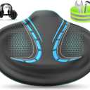 BLUEWIND New Noseless Oversized Bike Seat, Wide Bicycle Saddle Novel Backrest Design for Electric Bike, Universal Fit Exercise Bike or Road Stationary Bike Seat Cushion for Men & Women