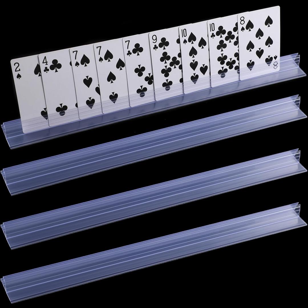 Meonum 4 Pcs 15 Inches Clear Plastic Card Organizer - Clear Card Rack for Seniors & Card Game Accessories