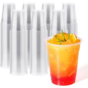 JOLLY CHEF 390 Pack 12 oz Clear Plastic Cups,Disposable Cups Drinking Cups for Ice Coffee,Milkshake, Cold Drinks