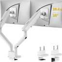 monTEK Dual Monitor Arm, Mechanical Spring Monitor Arm for 17-35" Screens, Adjustable Monitor Desk Mount Each Holds up to 26.4 lbs with C Clamp/Grommet Desk Mount, VESA 75/100mm (White)