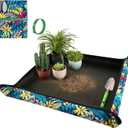 Repotting Mat for Plant Transplanting and Mess Control 29.5"x 29.5" Oxford Fabric Waterproof Potting Foldable Indoor Portable Gardening Tray Unique Gifts Lovers (1 Pcs Black)