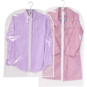 YHNNH Clear Garment Bags for Hanging Clothes, 3 Packs Suit Bags for Closet Storage, Plastic Waterproof Suit Cover Bags with Zipper for Coats, Jackets, Shirts (31 * 24inchs)