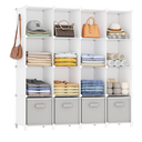Closet Organizers and Storage, 16 Cube Storage Organizer, Closet Organizer Bookshelf Cubes Shelves for Clothes, Bedroom, Kids Room, Bathroom, Wardrobe, Garment Racks, White
