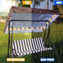 LED Lighted Porch Swing Canopy Replacement Waterproof LED Swing Canopy Top Cover 2-3 Seat Shade Awning Cover for Garden Outdoor Patio(65 x 45 Inch,Brown)