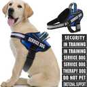 Dog Vest Harness and Patches Set, Animire in Training Service Dog Harness with 10 Dog Patches, Reflective Dog Vest with Handle for Large Dogs, Blue