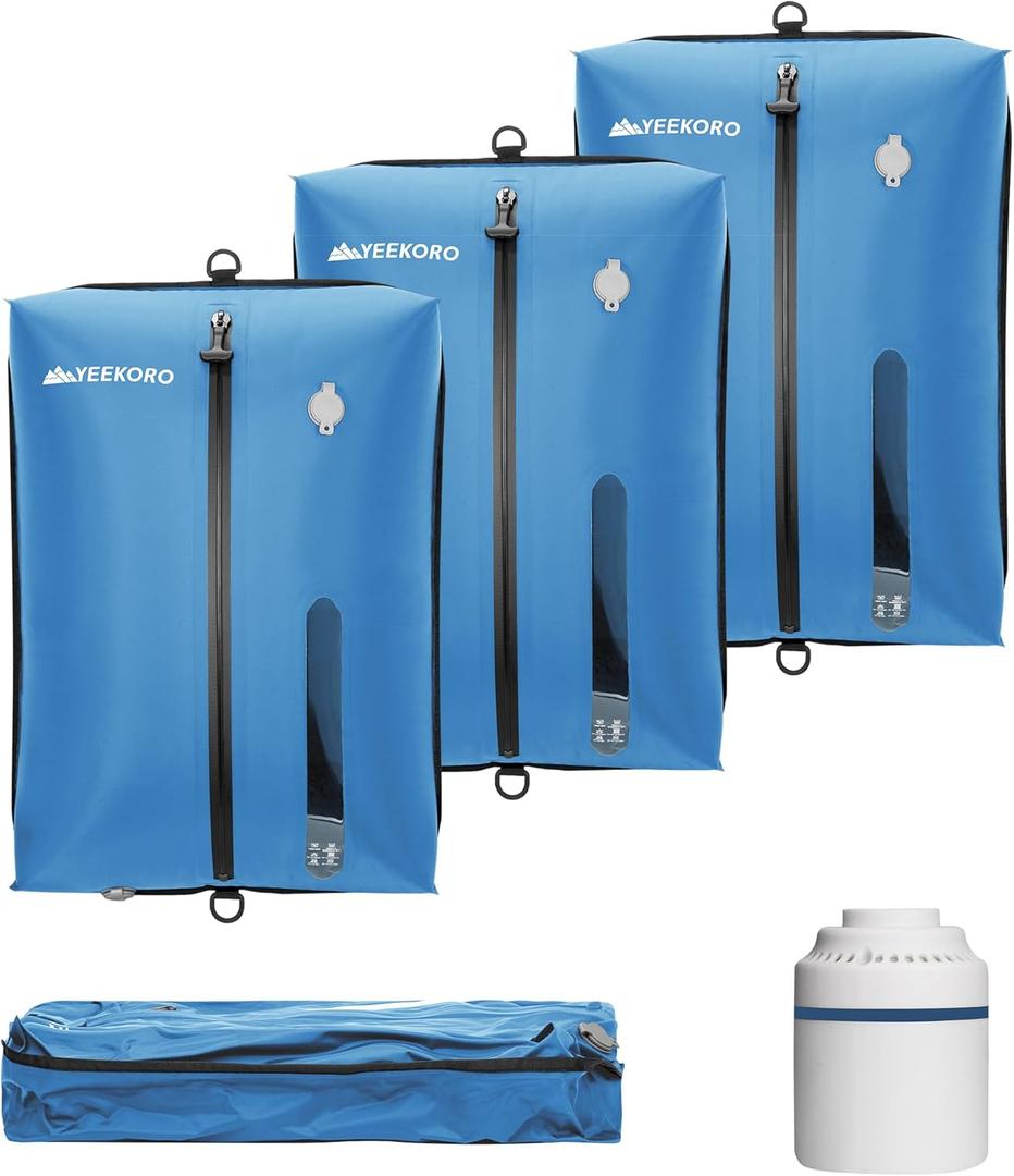 Vacuum Bag for Travel, Professional IPX8 Waterproof Reusable Vacuum Compression Bags for Travel Suitcases, Durable Space Saver Bag(3 PACK,With Pump) (Blue)