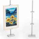Tabletop Picture Frame Stand, Adjustable for Frames Up to 29" H, Frame Holder Stand Table Easels for Display, Metal Standing Easel Display Stand for Picture Frames, Artwork, Canvas (Silver)