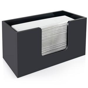 1Pack Paper Towel Holder Countertop, Acrylic Bathroom Paper Towel Holder, Black Napkin Holder for Kitchen, Countertop Multifold Z-fold C-fold,Trifold Paper Hand Towel Dispenser for Bathroom Toilet (1)