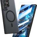 MILPROX Magnetic Case for Samsung Galaxy S24 Ultra, Free Screen Protector Compatible with MagSafe Metal Frame Lens & Button Translucent Matte Back Protective Phone Cover (Black)