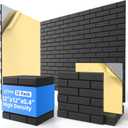 12 Pack Acoustic Panels with Self Adhesive, 12" X 12" X 0.4" High Density Sound Proof Foam Panels for Walls, Soundproof Wall Panels, Brick Sound Absorbing Panels for Home Studio Office Decor - Black