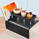 Joy&Grace Couch Arm Tray, 3-in-1 Magnetic Detachable Sofa Arm Table with Phone and Tablet Holder Bamboo Couch Cup Holder, Foldable Sofa Armrest Tray for Eating, Drinks, Phones (Black)