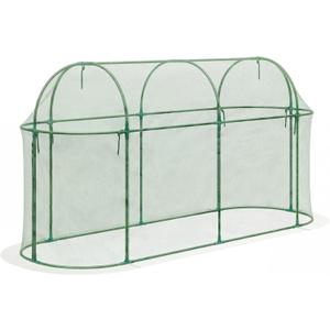 Aoodor 10 x 3 x 5 Ft Plant Protection Grow Tent Arched Roof Crop Cage with Side Netting Zippered Door for Protect Plants, Herbs, Fruits, Green