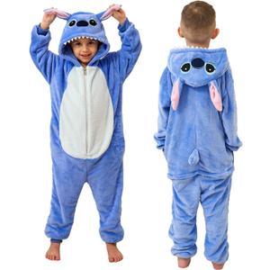 Unisex Kids Flannel Animal Onesie Pajamas - Kids Flannel Halloween Cosplay Costume/Homewear/Sleepwear (9-10 Years, Blue)