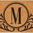 Evergreen Flag Monogram Extra Large Coir Doormat, 60x24 Inches Front Door Mat, Outdoor Indoor Entrance Rug, Non-Slip Welcome Mat for Double Doors Porch Patio, Housewarming Gift - Letter M