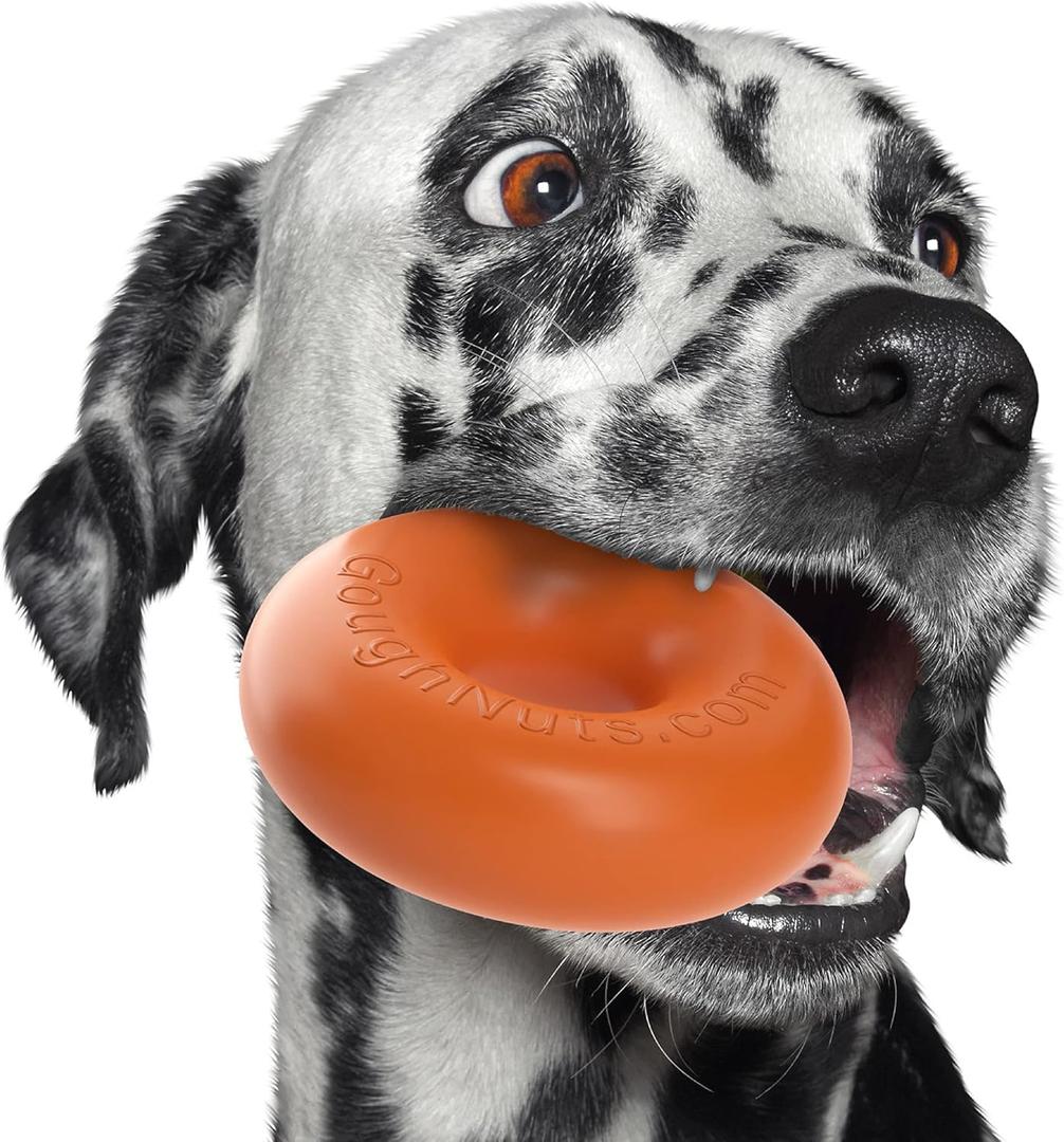 Goughnuts Dog Toys for Aggressive Chewers | Virtually Indestructible Dog Toys for Medium Breeds Such as Pit Bulls | Heavy Duty Dog Toy | Orange