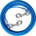 Dog Tie Out Cable 10/15/20/25/30 FT Runner for Yard Steel Wire Cable with Durable Superior Clips Blue Chains for Outside Dog Lead for Large Up to 165 Lbs (30FT)