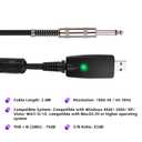 USB to 6.35mm Instrument Cable 2.8m, 16bit 48kHz Guitar Link Cable for PC Laptop, Plug and Play No Driver Needed, for Electric Guitar Bass Recording Practice with Recording Software