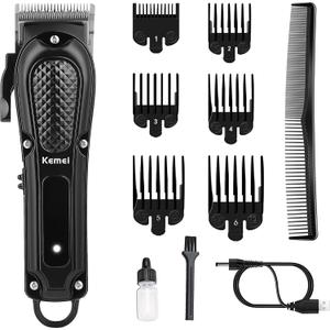 KEMEI Hair Clippers for Men, Professional Barber Clipper for Hair Cutting Cordless & Corded, Rechargeable Beard Trimmer