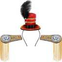 Circus Ringmaster Hat Headband and Shoulder Epaulets Set for Women,3 Pcs Circus Ringmaster Costume Accessories Women