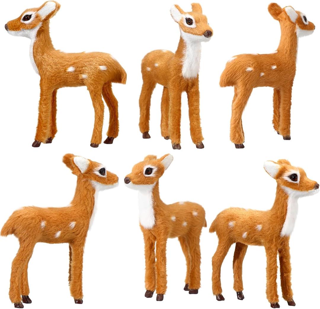 Wesiti 6 Pcs Easter Mini Realistic Bunny Plush Cute Simulation Bunny Miniatures Faux Fur Lifelike Rabbit Statue for Easter Table Decoration Home Photoprop Basket Filler Party Decor Ideal Gift (Cute)
