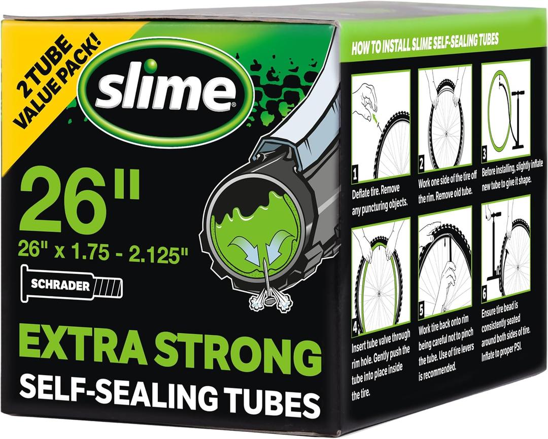 Bike Inner Tube with Slime Puncture Sealant, Extra Strong, Self Sealing, Prevent and Repair