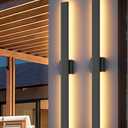 Aipsun 2 Packs Black Outdoor Wall Light 39.4inch Modern LED Exterior Wall Sconce, Long LED Linear Exterior Lights 3000K 4000K 6000K for Entrance, Hallway, Garage, Porch(3CCT)