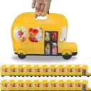 5 x 20 Pcs Cute Police Car Goodie Bags Plastic Gift Candy Bags with Handle Resealable Ziplock Treat Bags with Stand-up Bottom Back To School Party Favor Birthday Bags (SCHOOL BUS)