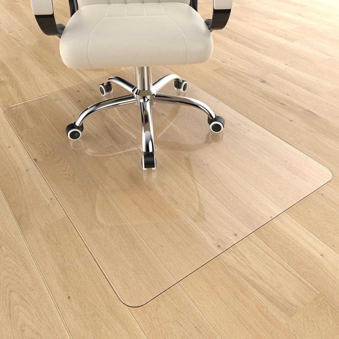 Heavy Duty Crystal Clear Office Chair Mat for Hardwood & Carpet Floors,48'' x 36'' - Upgraded PVC Transparent Desk Chair Mat for Office Home