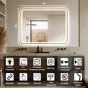 TheiaMo 36"x28" Gold LED Bathroom Mirror with Lights, Front and Backlit
